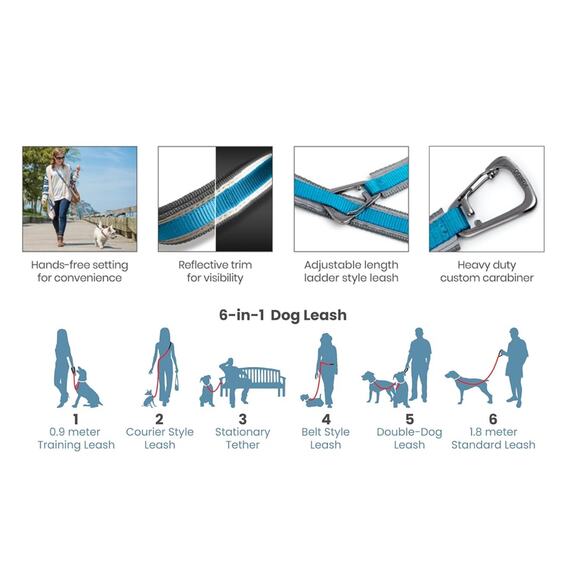 Kurgo 6 in 1 Quantum Dog Leash Hands Free Crossbody Jogging Reflective Orange - Picture 4 of 4